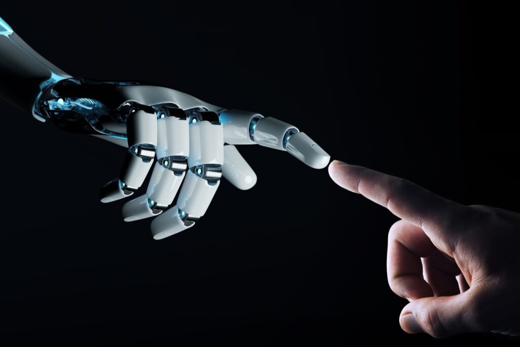 Robotic Finger touching human finger